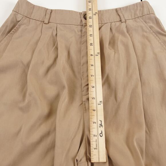 Reformation Tencel Mason Wide Leg Pleated Tan Camel Pants Womens Sz 8 - Picture 6 of 12